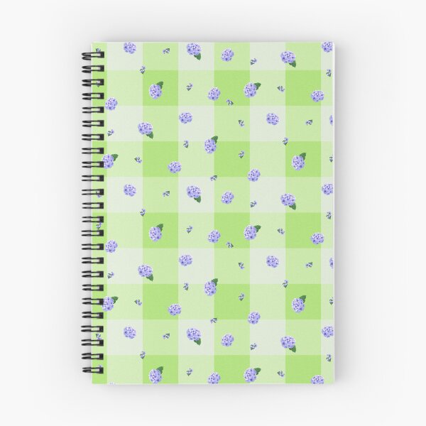 Artikelvorschau, Blaue Hortensien auf grünem Gingham entworfen und verkauft von SquibbleDesign.