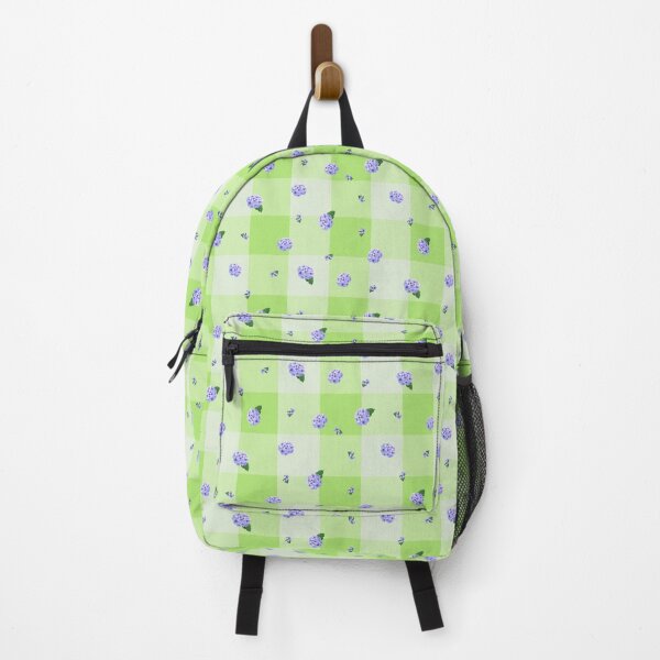 Item preview, Blue Hydrangeas on Green Gingham designed and sold by SquibbleDesign.
