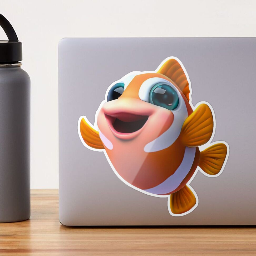 Cartoon Clown Fish Stickers Water Bottle Laptop Colorful Hat