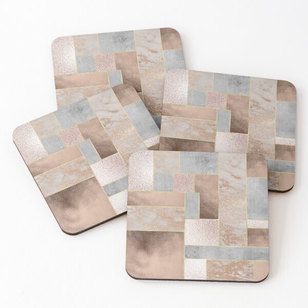 Item preview, Copper and Blush Rose Gold Marble Quadrangle Plaid Pattern designed and sold by UtArt.