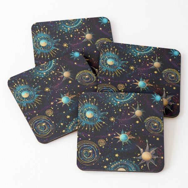 Item preview, glow planets in dark galaxy seamless designed and sold by Zwzc.