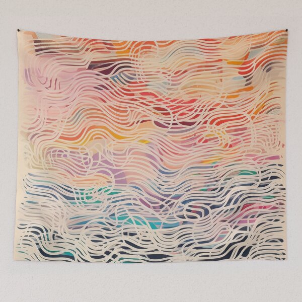 Item preview, Squiggly Lines: Abstract Pastel Rainbow Waves designed and sold by Lovegrass Prints.