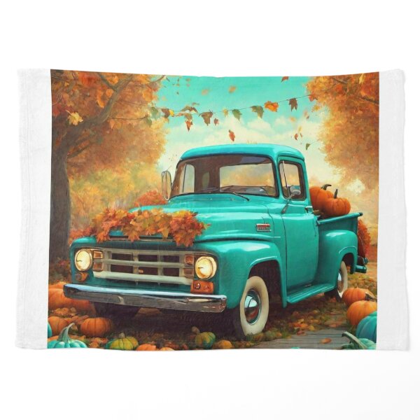 Happy Harvest Vintage Pickup Truck Throw Pillow