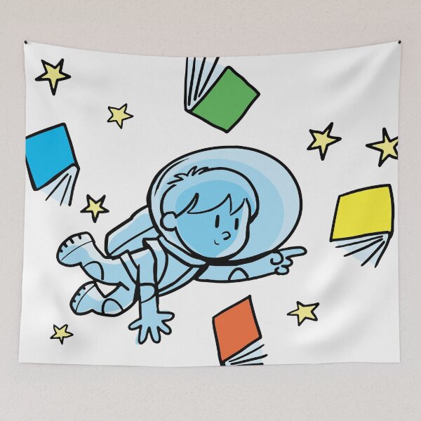 Item preview, boy astronaut and books designed and sold by duxpavlic.