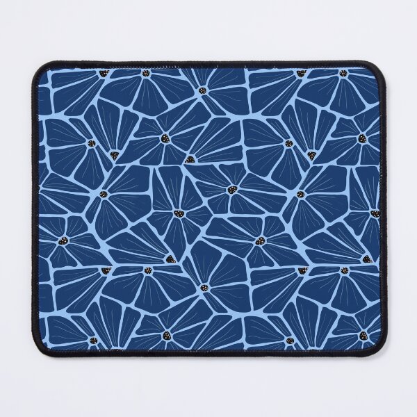 Abstract Modern Floral Pattern - Navi Blue Mosaic Mouse Pad