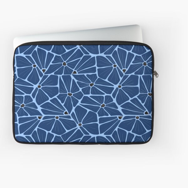 Abstract Modern Floral Pattern - Navi Blue Mosaic Laptop Sleeve