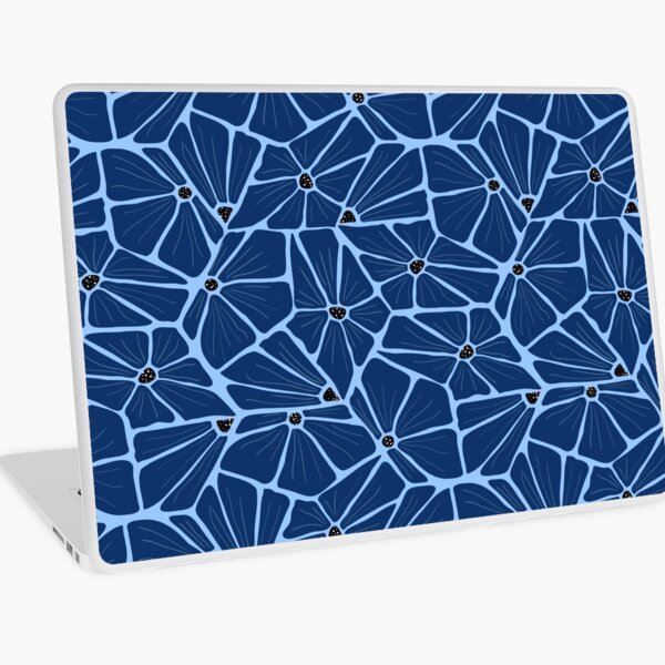 Abstract Modern Floral Pattern - Navi Blue Mosaic Laptop Skin