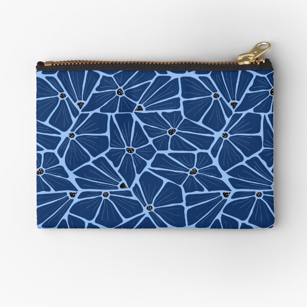 Abstract Modern Floral Pattern - Navi Blue Mosaic Zipper Pouch