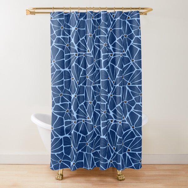 Abstract Modern Floral Pattern - Navi Blue Mosaic Shower Curtain