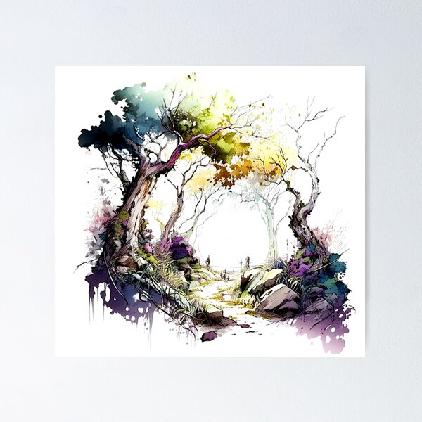 Item preview, Fantasy forest watercolour art designed and sold by Estalon.