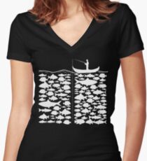 Funny Fishing T-Shirt Present Funny Women's Fitted V-Neck T-Shirt