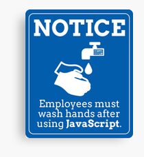 Lustige Mitarbeiter waschen Hände JavaScript-Programmierung Leinwanddruck