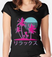 Vaporwave Aesthetic // Neon Palms Fitted Scoop T-Shirt