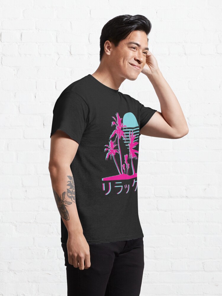 Alternate view of Vaporwave Aesthetic // Neon Palms Classic T-Shirt