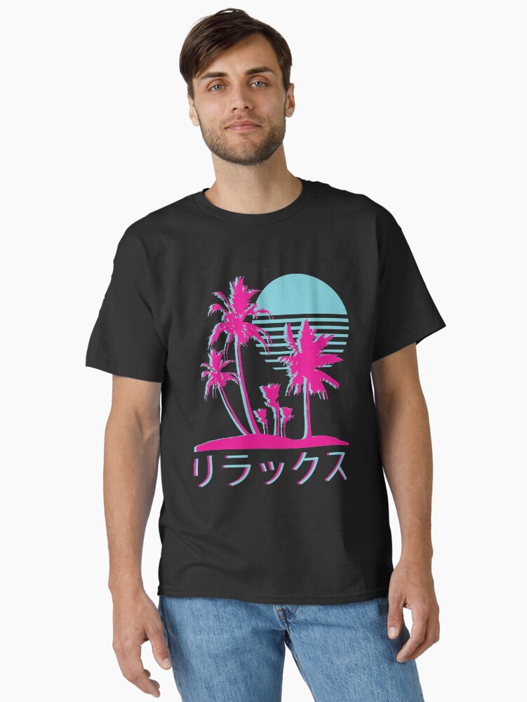 Thumbnail 2 of 7, Classic T-Shirt, Vaporwave Aesthetic // Neon Palms designed and sold by altees.