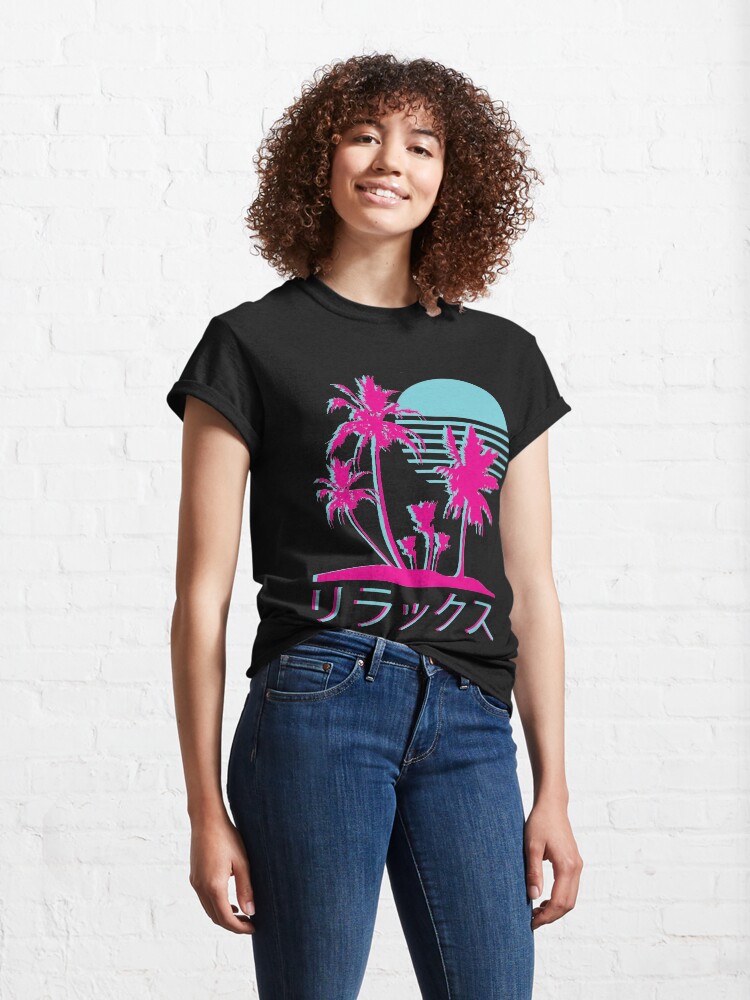 Alternate view of Vaporwave Aesthetic // Neon Palms Classic T-Shirt