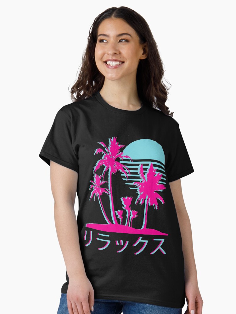 Thumbnail 1 of 7, Classic T-Shirt, Vaporwave Aesthetic // Neon Palms designed and sold by altees.