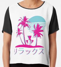 Vaporwave Aesthetic // Neon Palms Chiffon Top