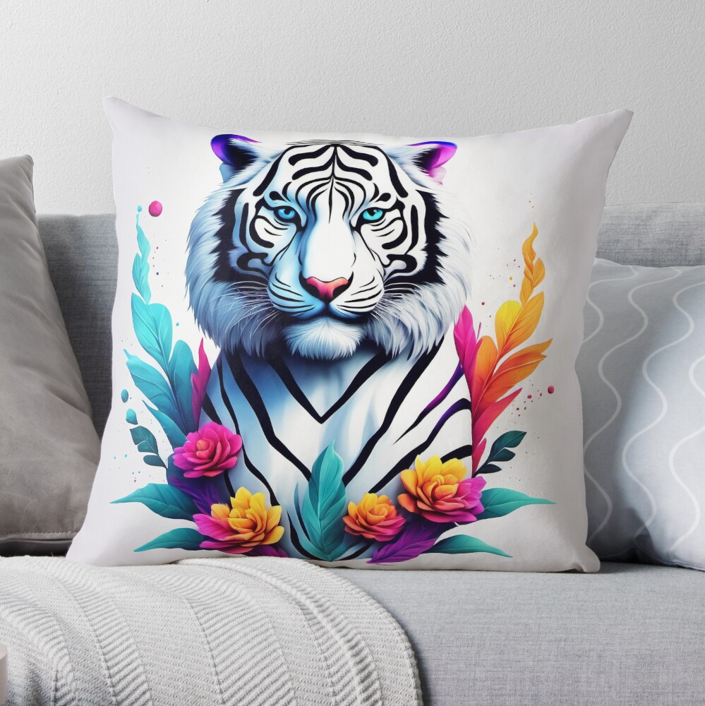 White 2025 tiger pillow