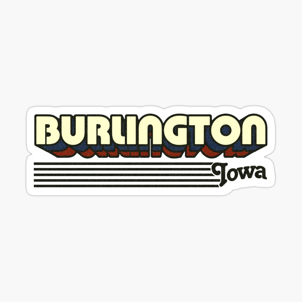 Burlington, Iowa | Retro Stripes Sticker