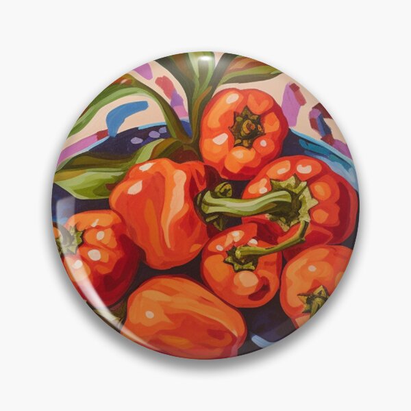 Item preview, Red Bell Peppers on a Blue Plate designed and sold by Lovegrass Prints.