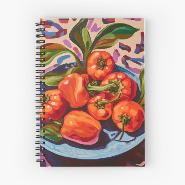 Item preview, Red Bell Peppers on a Blue Plate designed and sold by Lovegrass Prints.