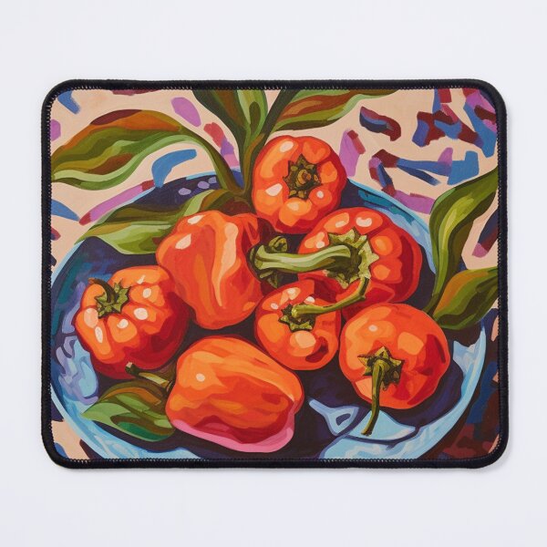 Item preview, Red Bell Peppers on a Blue Plate designed and sold by Lovegrass Prints.