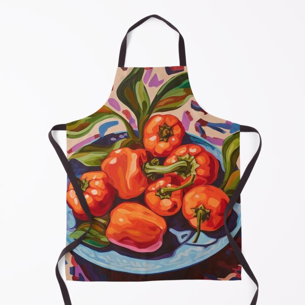 Item preview, Red Bell Peppers on a Blue Plate designed and sold by Lovegrass Prints.