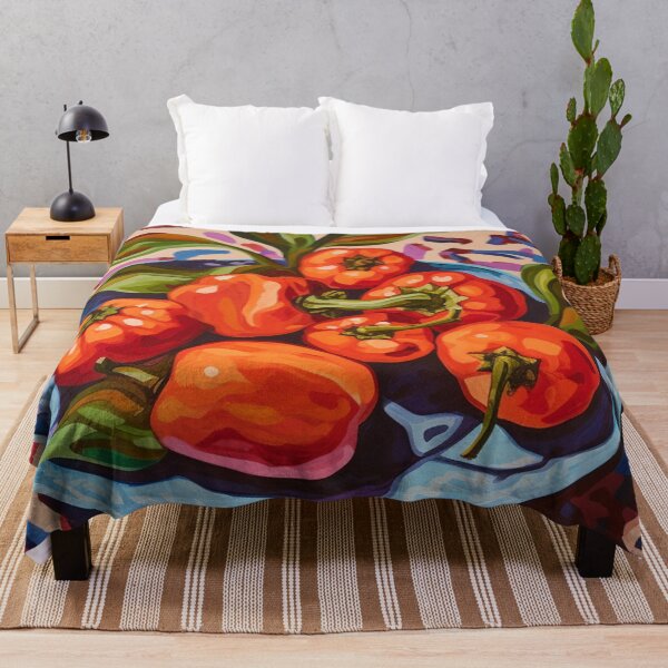 Item preview, Red Bell Peppers on a Blue Plate designed and sold by Lovegrass Prints.