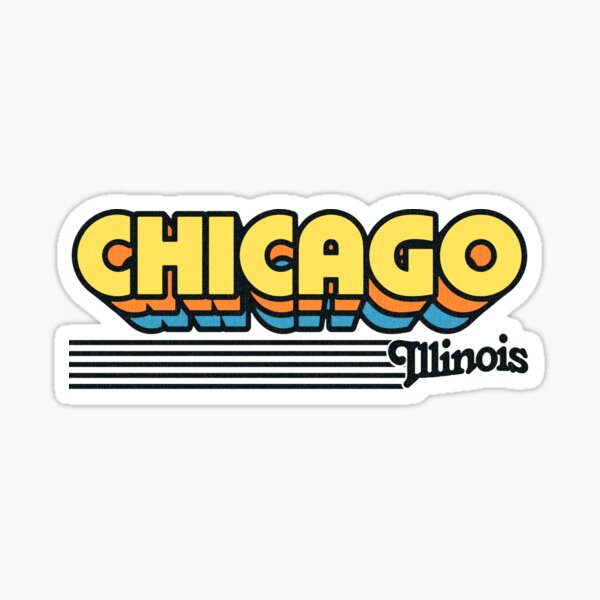 Chicago, Illinois | Retro Stripes Sticker