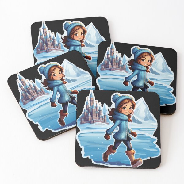 Item preview, cute princess in winter outside mountain castle(black background) designed and sold by Tabuku.