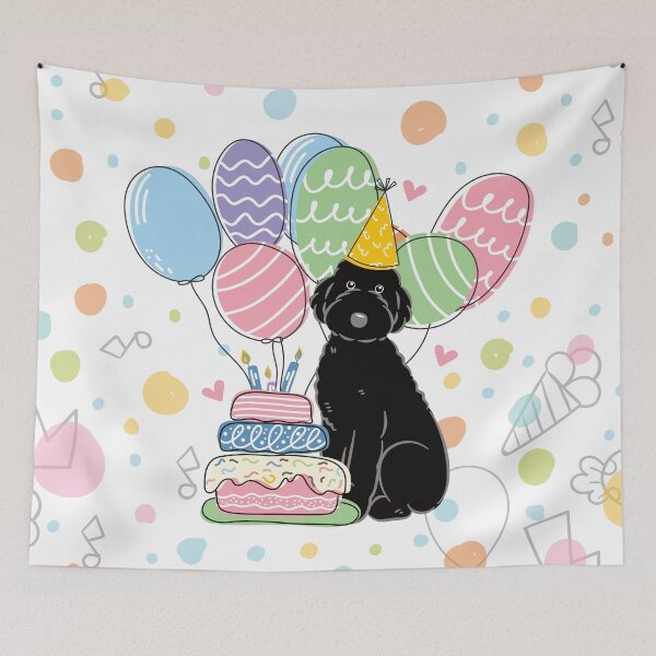 Item preview, Black Aussiedoodle Aussie Doodle Dog Birthday Party designed and sold by Lulupainting.