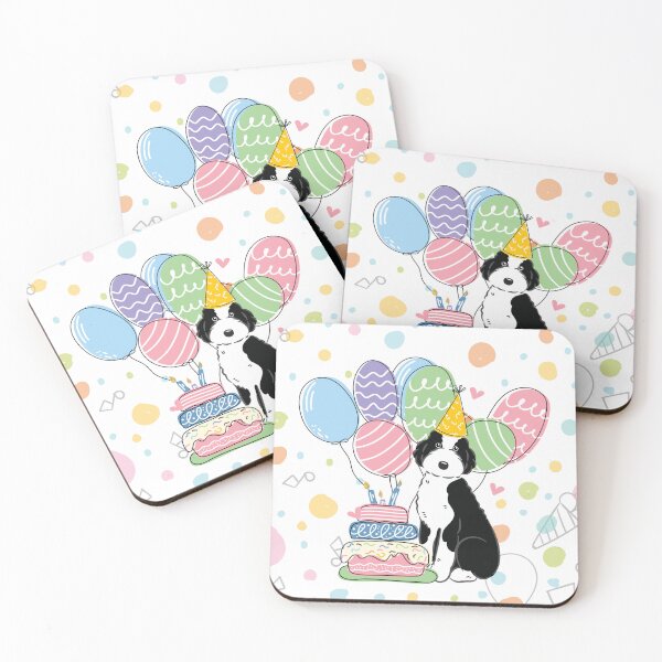 Item preview, Black White  Aussiedoodle Aussie Doodle Dog Birthday Party designed and sold by Lulupainting.