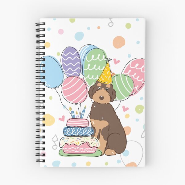 Item preview, Brown Tan Aussiedoodle Aussie Doodle Dog Birthday Party designed and sold by Lulupainting.