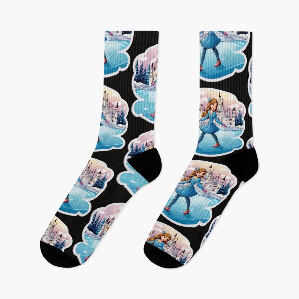 Item preview,  Princess in blue dress dancing on ice (black background) designed and sold by Tabuku.