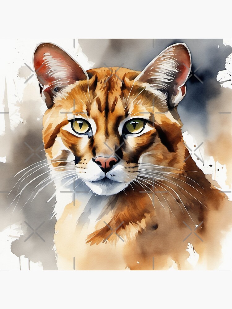 Abstract Watercolor of an African Golden Cat Sticker