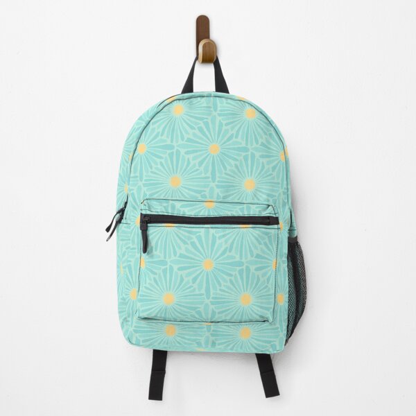 Flower Mosaic Retro Modern Art Design - Pale Aqua Backpack