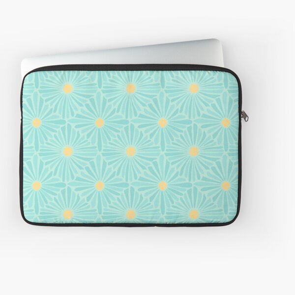 Flower Mosaic Retro Modern Art Design - Pale Aqua Laptop Sleeve