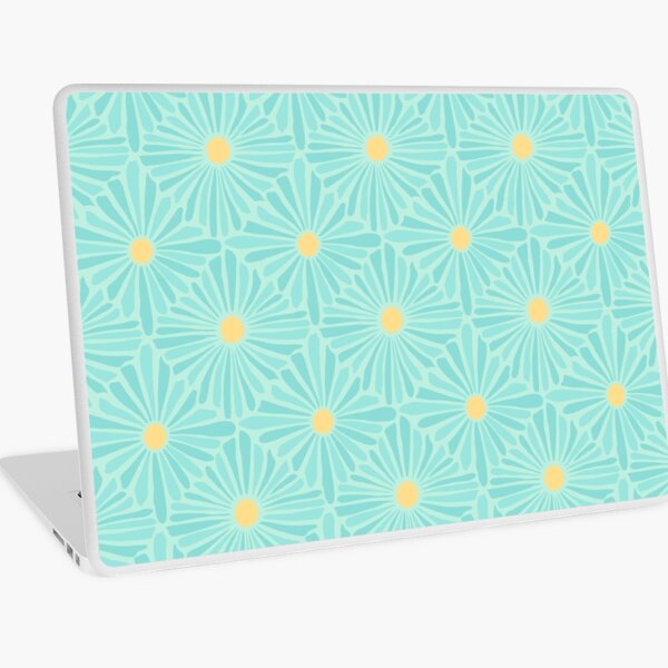 Flower Mosaic Retro Modern Art Design - Pale Aqua Laptop Skin