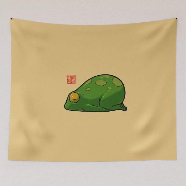 Item preview, cute yoga frog child's pose mood illustration designed and sold by DingHuArt.