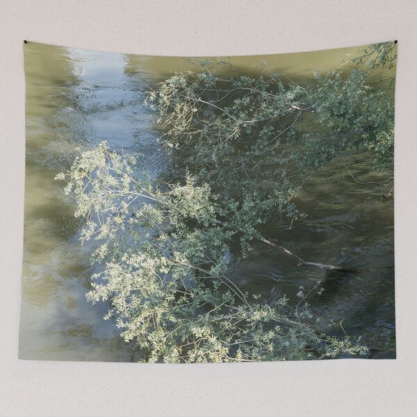 Item preview, Silvery Greens - River Current and Sunlit Weeping Willow Branches designed and sold by Georgia Mizuleva.