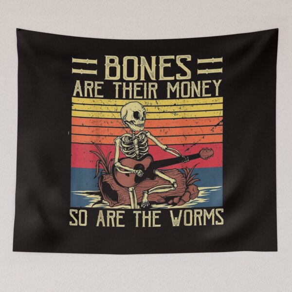 Item preview, Bones Are Their Money Skeleton Playing Guitar Retro Vintage designed and sold by ROBERTJEN.