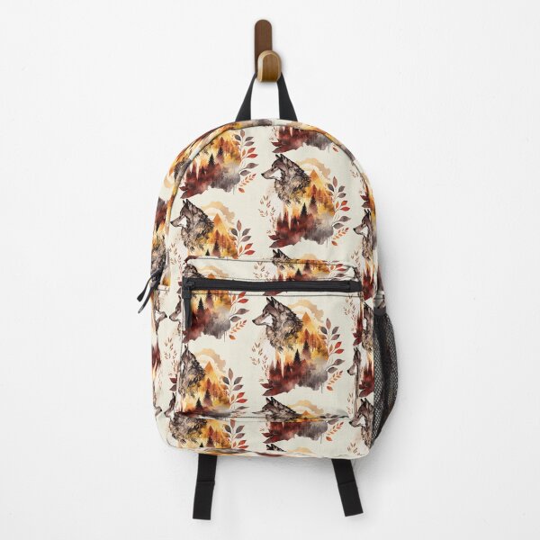 Item preview, A Watercolor of a Wolf in Orange Toned Forest - Boho Animals designed and sold by GVRDesign.