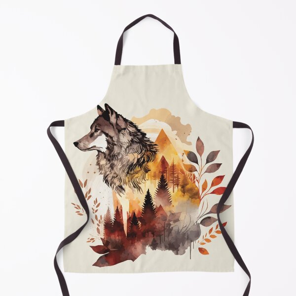 Item preview, A Watercolor of a Wolf in Orange Toned Forest - Boho Animals designed and sold by GVRDesign.