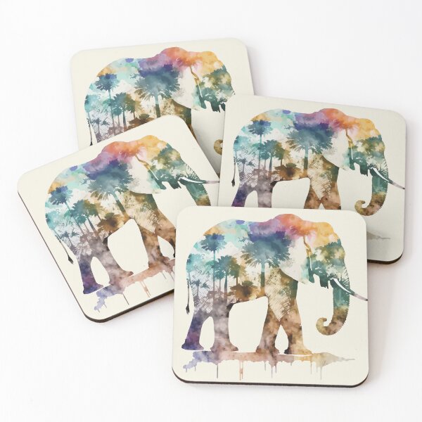 Artikelvorschau, Ein Elefant-Aquarell mit Savannen-Natur-Muster - Boho-Tiere entworfen und verkauft von GVRDesign.