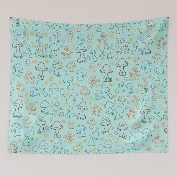 Item preview, MUSHROOM PENIS VINTAGE PATTERN BLUE designed and sold by aydapadi.