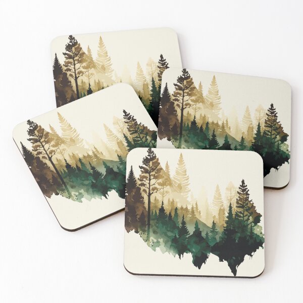 Item preview, A Forest in Boho Earth Tones - Watercolor Trees and Leaves designed and sold by GVRDesign.