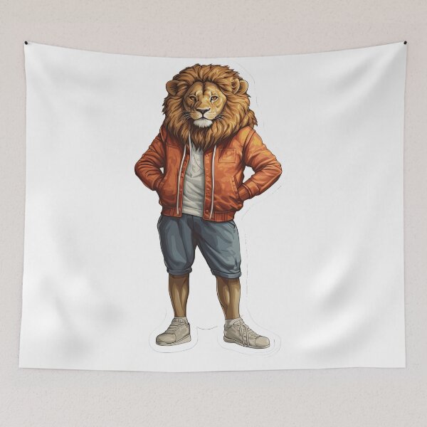 Item preview, Stylish lion in orange jacket designed and sold by abmkf.