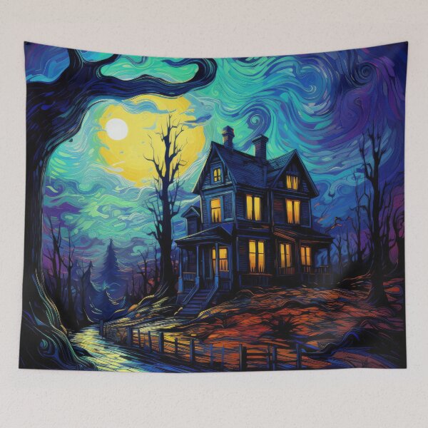 Item preview, Starry Night Halloween Haunted House designed and sold by Gsallicat.