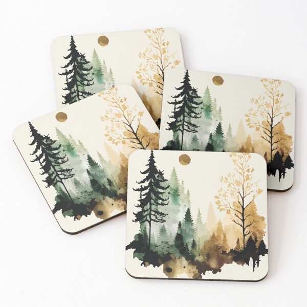 Item preview, A Sepia Forest Under the Moon - Watercolor Trees and Leaves designed and sold by GVRDesign.